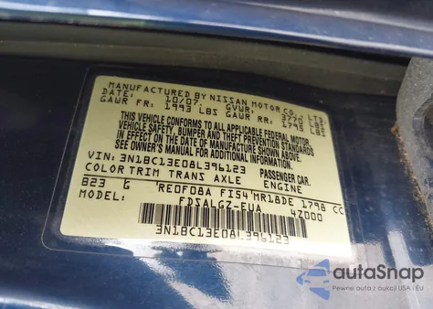 2008 Nissan Versa 1.8Sl z USA, uszkodzony, nr VIN 3N1BC13E08L396123